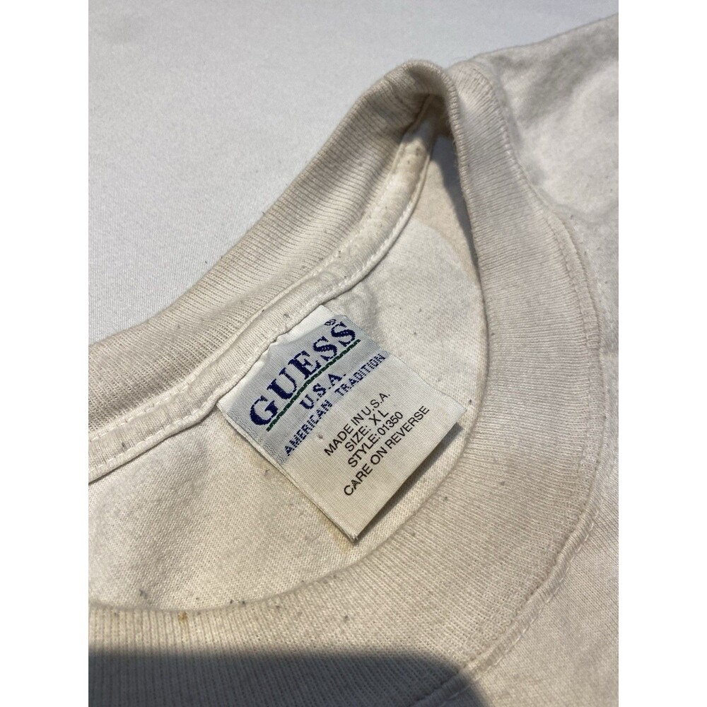 Vintage Guess Graphic T-Shirt White Blue Letters Retro Y2K XL - Picture 5 of 10